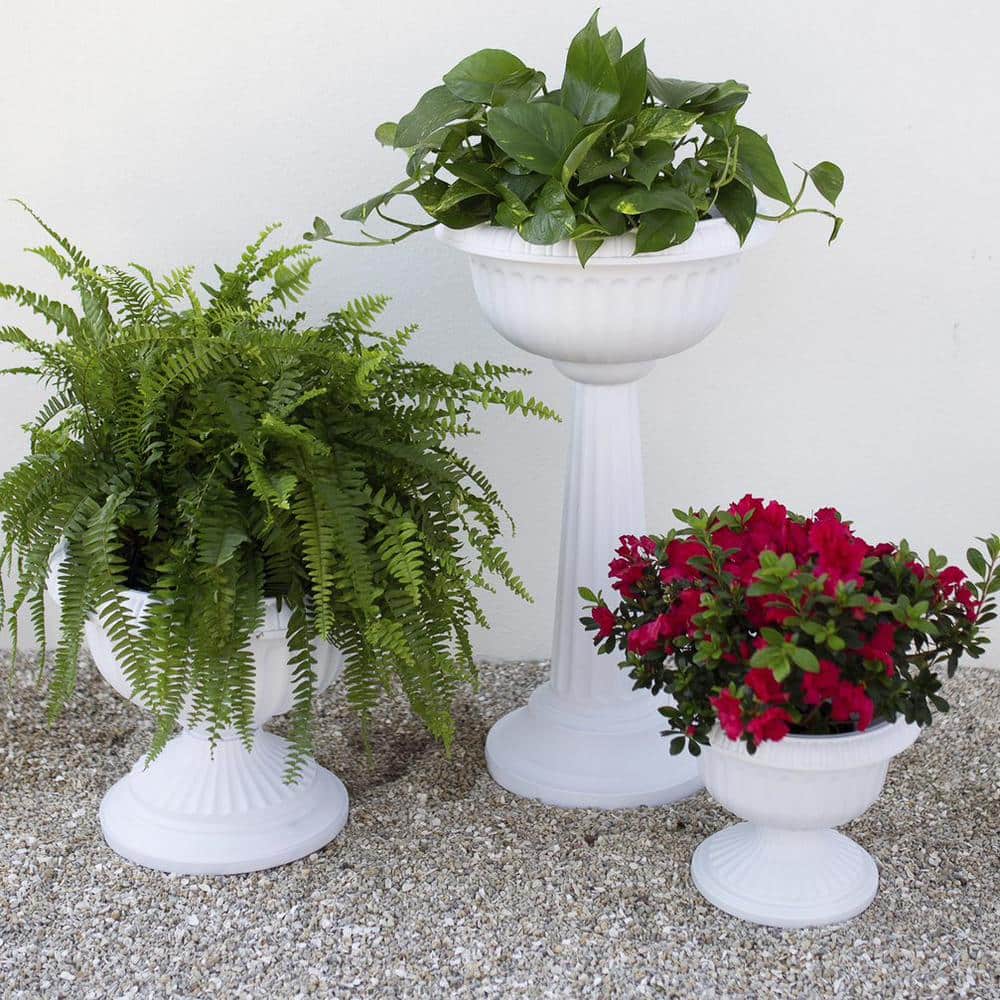 Casper White Grecian Urn Pedestal Planter, 32" Tall