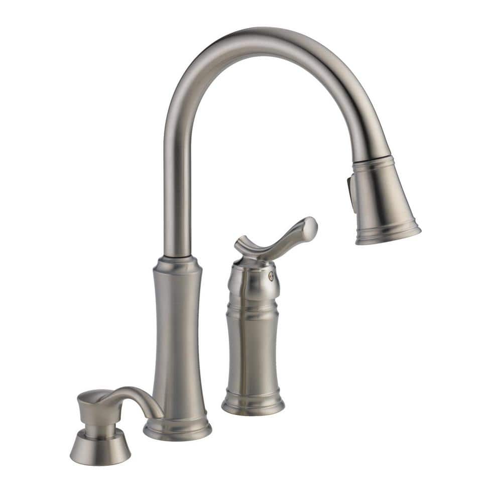 Delta Lakeview Single-Handle Pull-Down Sprayer Kitchen Faucet with Soap Dispenser in Stainless -  59963-SSSD-DST