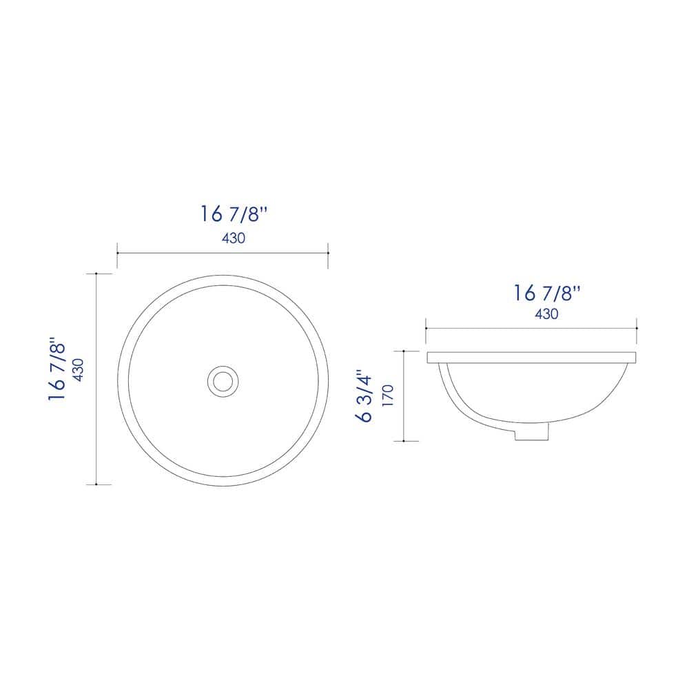 White Ceramic Round Undermount Bathroom Sink with Overflow