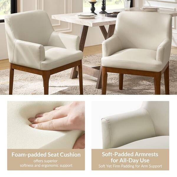 JAYDEN CREATION Theodore Ivory Faux Leather Dining Chair with