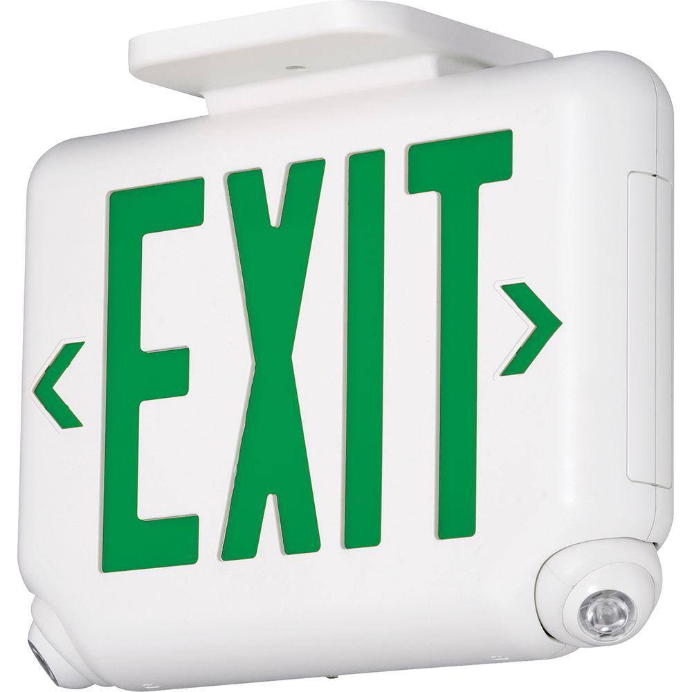 EVC Series 2.4-Watt White/Green Integrated LED Combination Exit-Emergency S