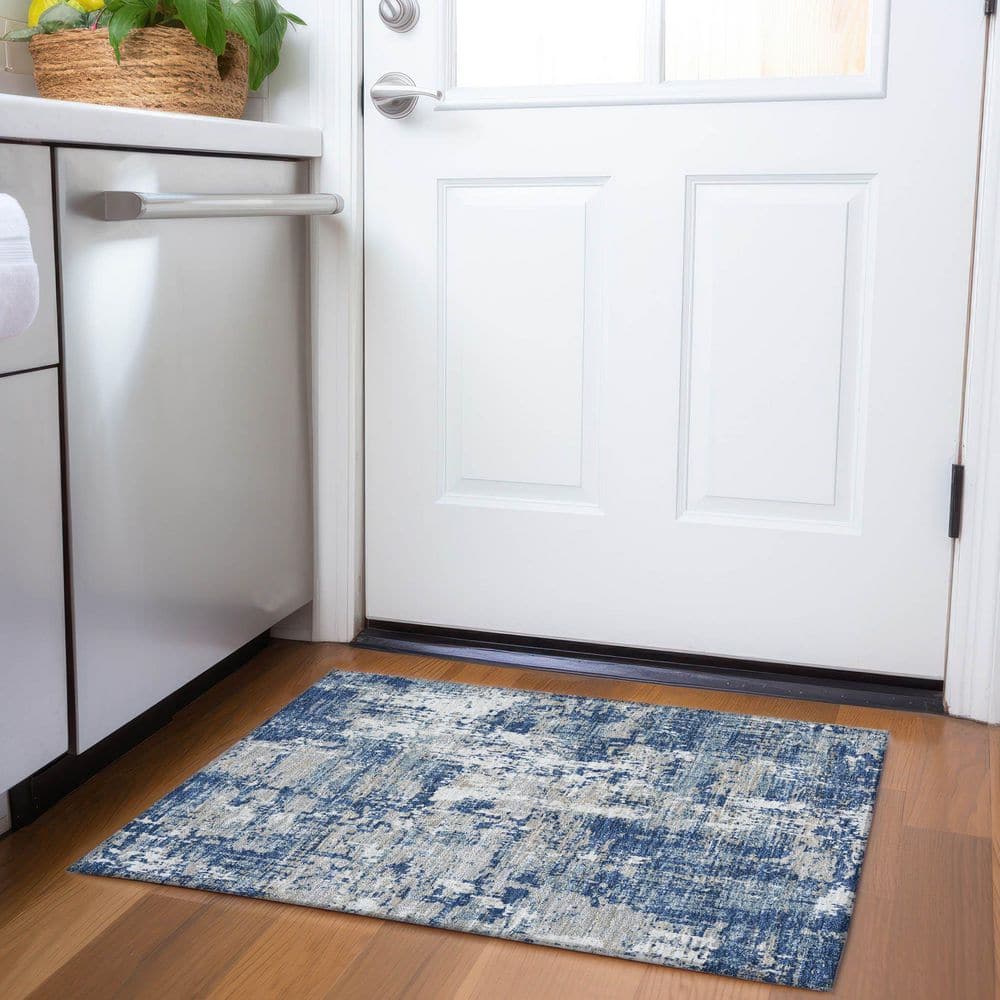 Mayfield Premium Machine Washable Abstract AMF1008 Navy 2 ft. x 3 ft. Area Rug price history on PriceWatchPro