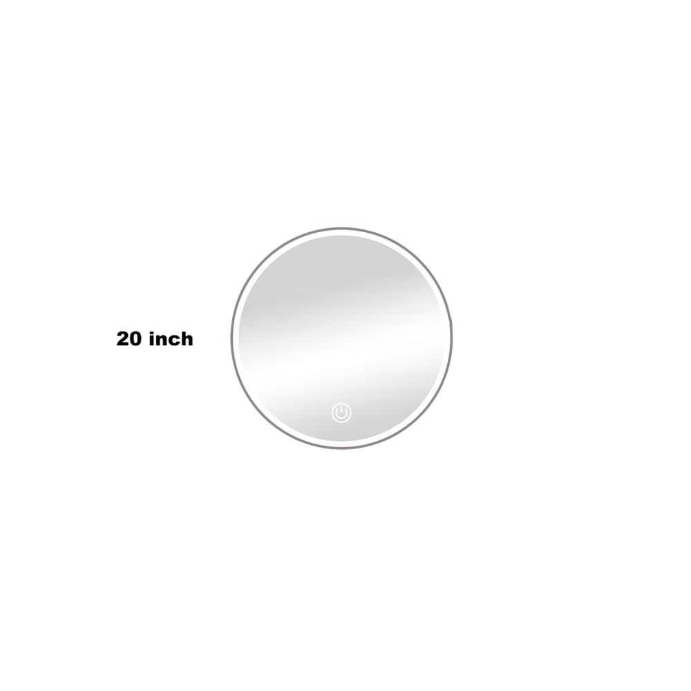 20 in. W x 20 in. H Round LED Frameless Lighted Dimmable Wall Bathroom Vani