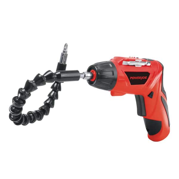 POWER JOE 4-Volt Cordless 1/4 in. Pivot Electric Screwdriver with LED Light and 13-Piece Bit Kit
