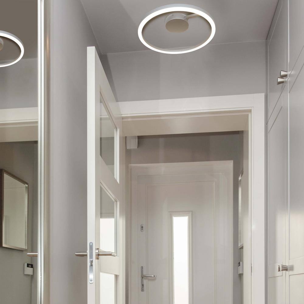 Zuben 20" Satin Nickel Modern LED Drum Ceiling Light