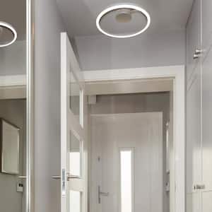 Zuben 20 in. 33-Watt Silver ETL Certified Integrated LED Semi Flush Mount Modern Circular Ceiling Fixture
