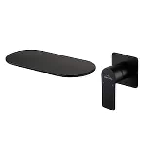 Modern Waterfall Single Handle Wall Mounted Faucet (Use at Basin or Bathtub) with Rough-in Valve in Matte Black Style 1