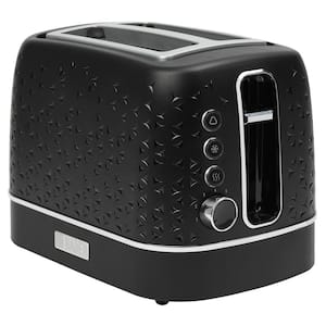 Starbeck 860-Watt 2 Slice Toaster Wide Slot Black with Removable Crumb Tray, Variable Browning Control Settings