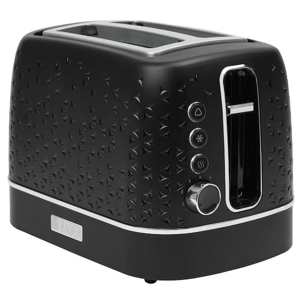 HADEN Starbeck 860-Watt 2 Slice Toaster Wide Slot Black with Removable Crumb Tray, Variable Browning Control Settings