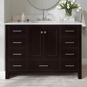 Cambridge 49 in. W x 22 in. D x 35.25 in. H Vanity in Espresso with White Marble Vanity Top with Basin