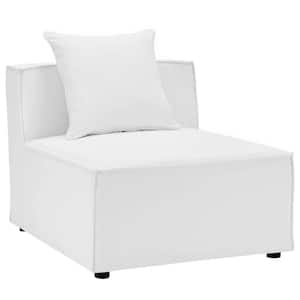 Saybrook Upholstered Aluminum Armless Middle Outdoor Sectional Chair with White Cushions