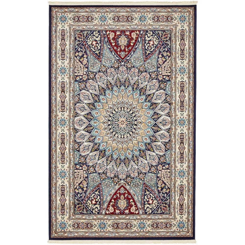 Unique Loom Narenj Adams Navy Blue 5' 0 x 8' 0 Area Rug 3135776 The