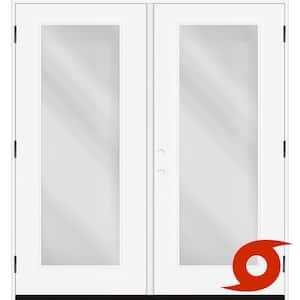 Palisade 72 in. x 80 in. FullLite Clear Impact Glass LHOS Primed Fiberglass Double Prehung Front Door with 4-9/16 Frame