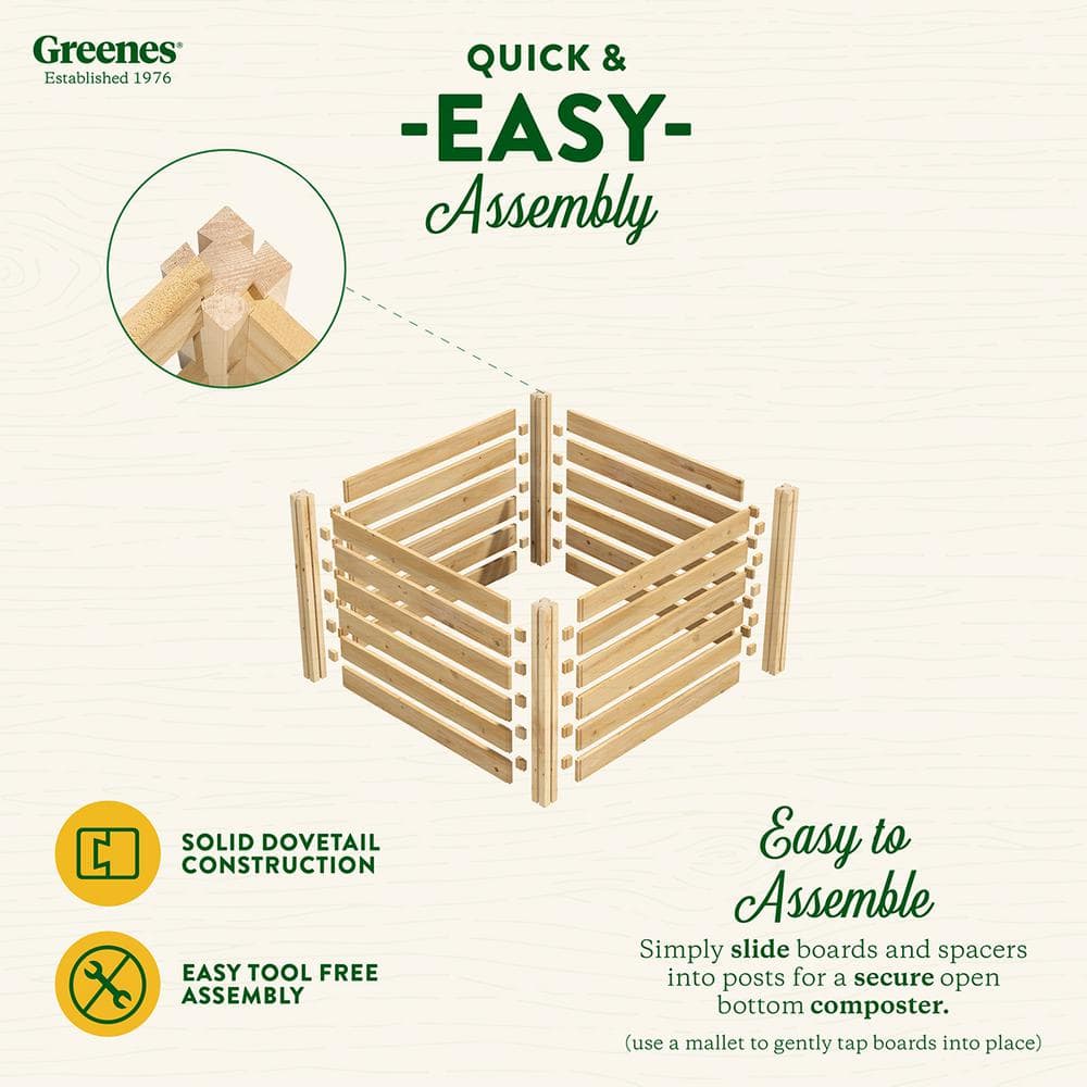 Natural Cedar Wood 36'' Outdoor Stationary Composter