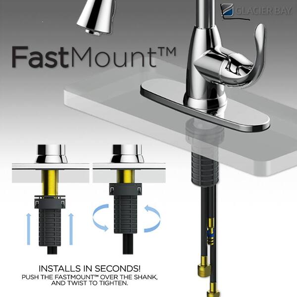 Mandouri Single-Handle Spring Pull Down Kitchen Faucet with TurboSpray, FastMount and Soap Dispenser in Stainless Steel