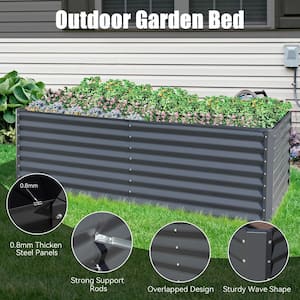 8 ft. x 4 ft. x 2 ft. Gray Galvanized Steel Rectangular Outdoor Raised Garden Bed