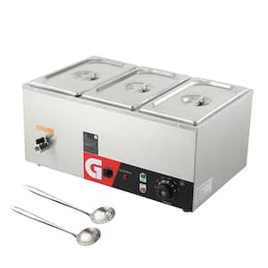 18.9 qt /18L 3-Pan Electric Countertop Food Warmer Buffet Server in Stainless Steel with 3 x 6.3 qt  Pan