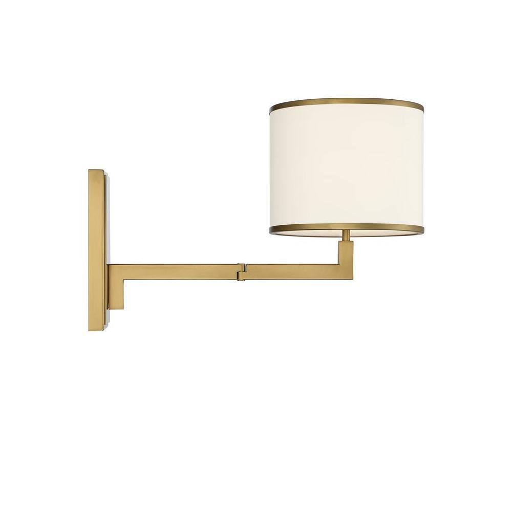 Madison Aged Brass Dimmable Sconce with White Silk Shade