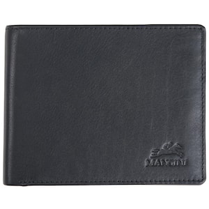 Monterrey Collection Black Leather RFID Secure Center Wing Wallet