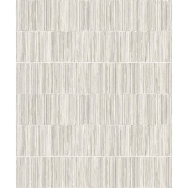 Unbranded Boutique Collection Cream Shimmery Geometric Bamboo Stripe Non-Pasted Paper on Non-Woven Wallpaper Roll