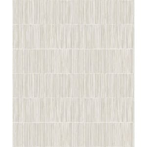 Boutique Collection Cream Shimmery Geometric Bamboo Stripe Non-pasted Paper on Non-woven Wallpaper Sample