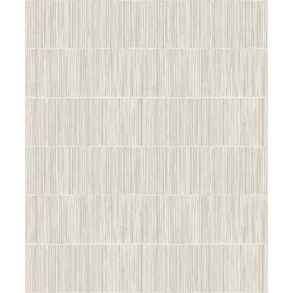 Unbranded Boutique Collection Cream Shimmery Geometric Bamboo Stripe Non-pasted Paper on Non-woven Wallpaper Sample