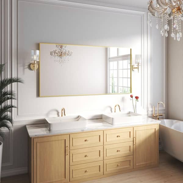 ORGANNICE 72 in. W x 36 in. H Gold Aluminum Rectangular Framed