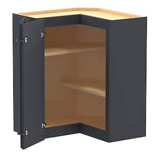 Newport 24 in. W x 24 in. D x 30 in. H in Deep Onyx Painted Plywood Assembled Corner Kitchen Cabinet with Adj Shelves