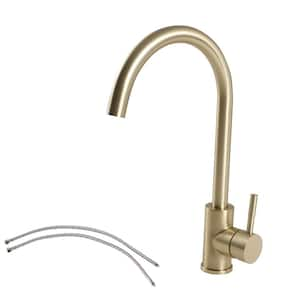 Gold High Arc Faucet Single Handle Deck Mount Standard Kitchen Faucet in Gold