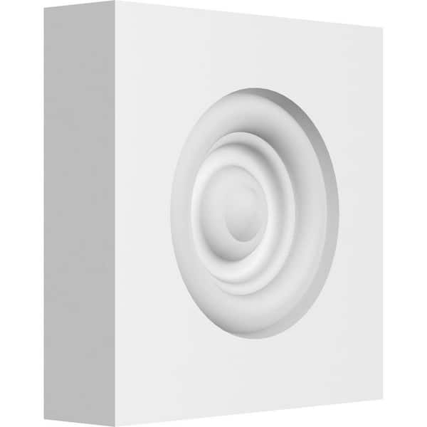 Ekena Millwork 4 in. W x 4 in. H x 1 in. P Standard Sedgwick Bullseye Rosette with Square Edge (4-Pack)