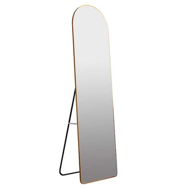Unbranded 14.2 in. W x 57.5 in. H Arched Aluminum Framed Wall Bathroom Vanity Mirror in Gold