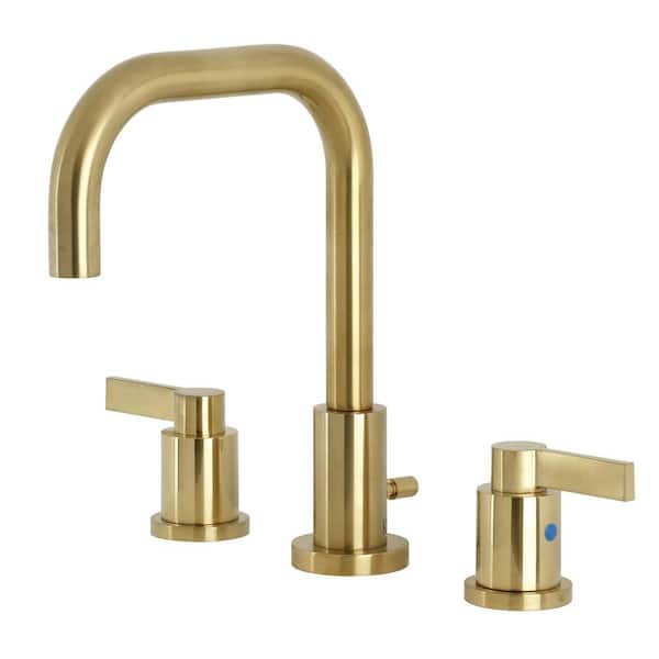 Kingston Brass NuvoFusion 8 in. Widespread 2-Handle Bathroom Faucet in Brushed Brass