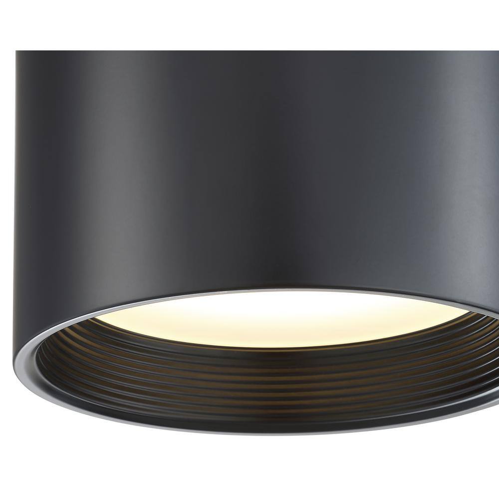 Black Aluminum Drum LED Indoor/Outdoor Flush Mount Light