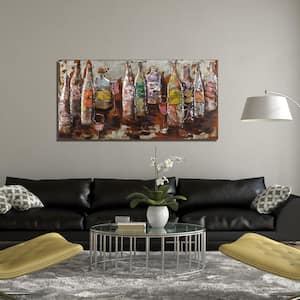 24 in. x 48 in. "5 O'Clock" Mixed Media Iron Hand Painted Dimensional Wall Art