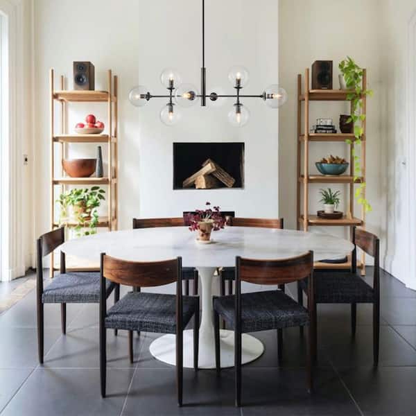 Dimma 8-Light 43.3 in. W Matte Black Chandelier Linear Chandelier with Clear Glass for Kitchen Island