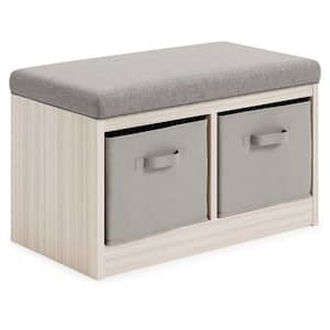 28.25 in. Gray Backless Bedroom Bench with Cushioned Top