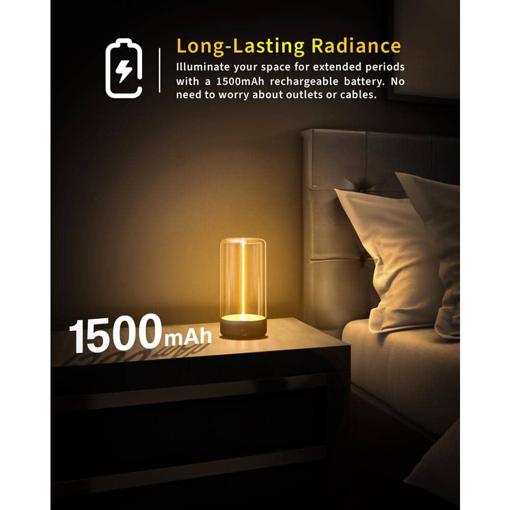 Green Matte Cordless LED Table Lamp with Clear Polycarbonate Shade