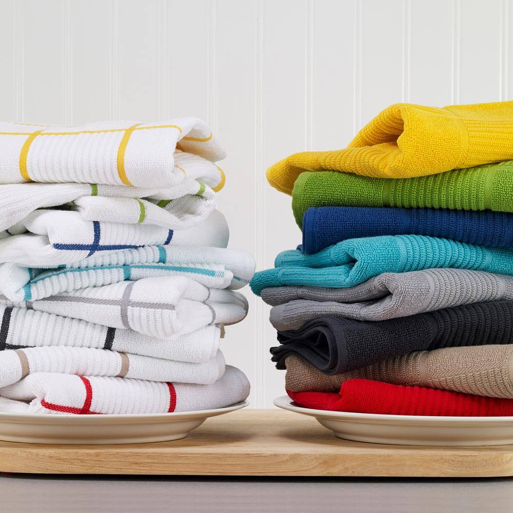 Green Cotton Terry Kitchen Towel Set, 16" x 26", 6-Pack