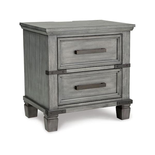 Benjara 26 in. Light Gray 6-Drawers Wooden Nightstand