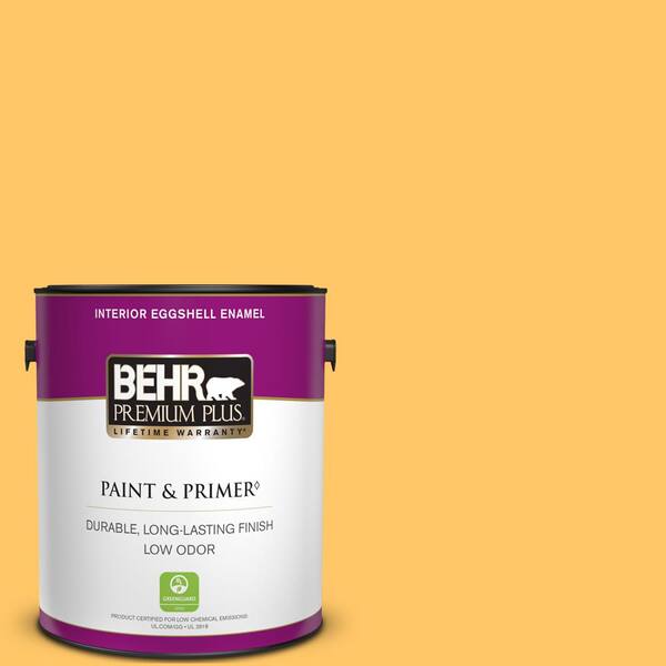 BEHR PREMIUM PLUS 1 gal. Home Decorators Collection #HDC-SP16-05 Daffodil Eggshell Enamel Low Odor Interior Paint & Primer