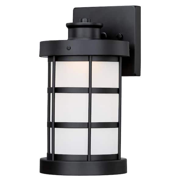 Westinghouse Barkley 1-Light Matte Black LED Outdoor Dimmable Wall Mount Lantern with Frosted Glass