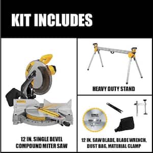15 Amp Corded 12 in. Compound Single Bevel Miter Saw with Bonus Heavy Duty Miter Saw Stand