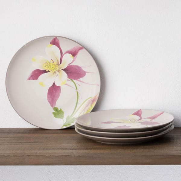 Colorwave Clay 8.25 in. (Tan) Stoneware Floral Accent Plates (Set of 4)