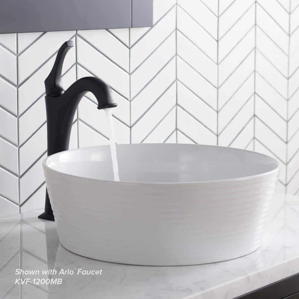 White Round Ceramic Vessel Bathroom Sink with Ultra-Slim Edges