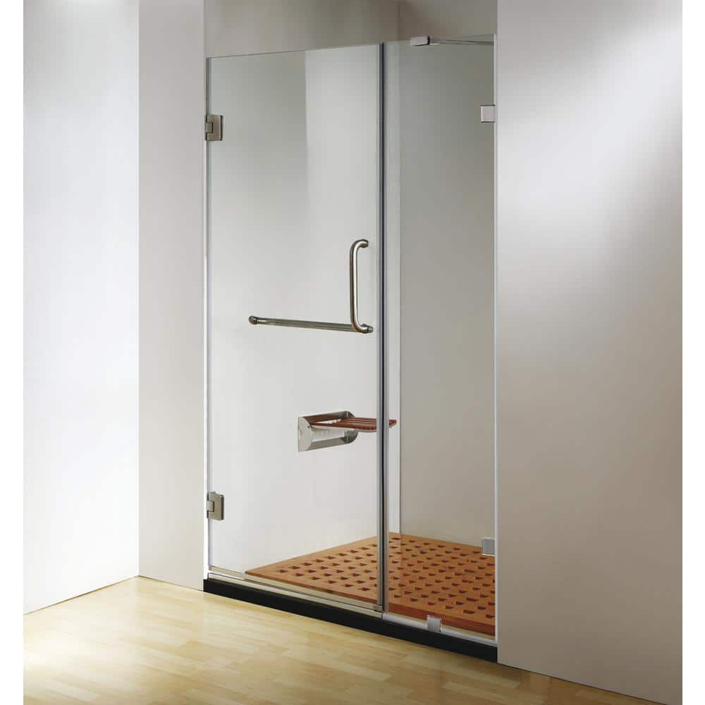 Dreamwerks 60 In X 79 In Frameless Hinged Shower Door Clear Class In Chrome Handle And Towel