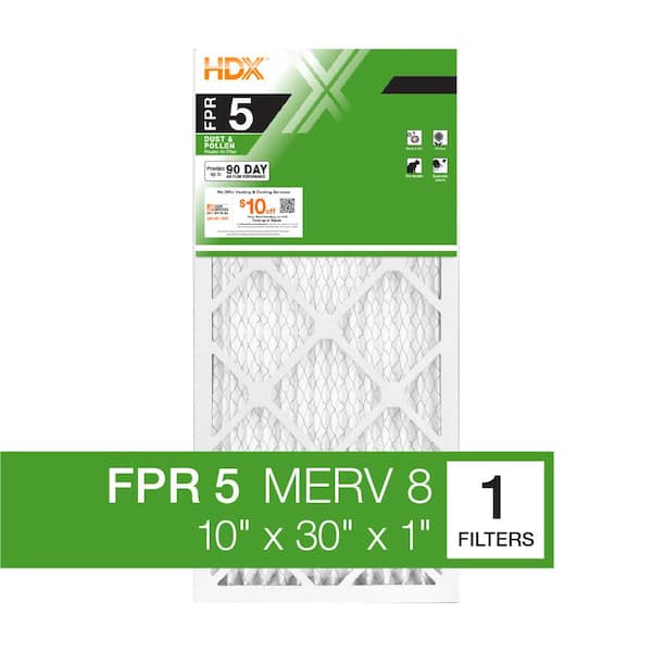 HDX 10 in. x 30 in. x1 in. Standard Pleated Air Filter FPR 5, MERV 8