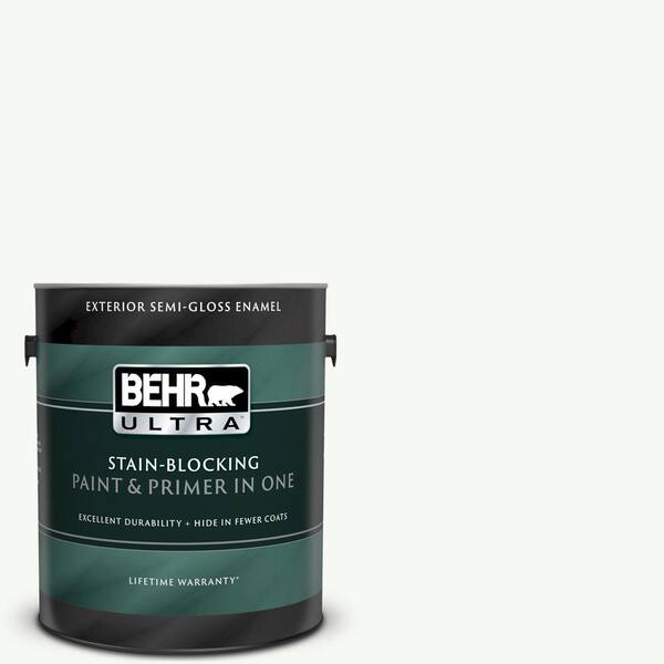 BEHR ULTRA 1 gal. #UL260-14 Ultra Pure White Semi-Gloss Enamel Exterior Paint and Primer in One