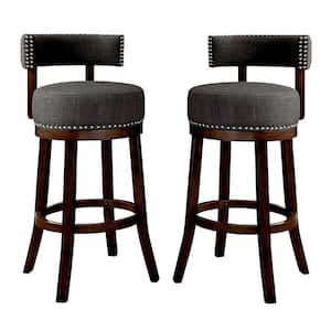 Jacquesville 34 in. Dark Oak and Gray Wood Frame Counter Height Stool (Set of 2)
