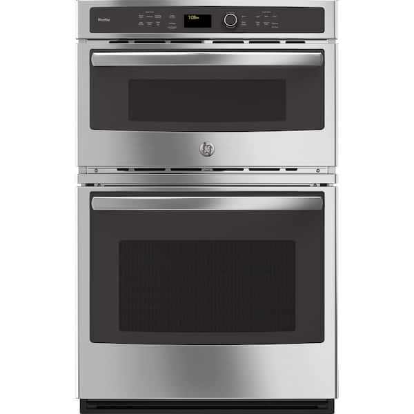 Ge Profile 27 In Double Electric Wall Oven With Convection Self Cleaning And Built Microwave Stainless Steel Pk7800skss The Home Depot - 27 In Wall Oven Microwave Combo