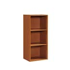 HODEDAH 35.67 In. Cherry Wood 3-shelf Standard Bookcase With Storage ...